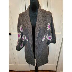 2000's Gray & Purple Aztec Print Open Cardigan Forever 21 XL Retro Boho Western